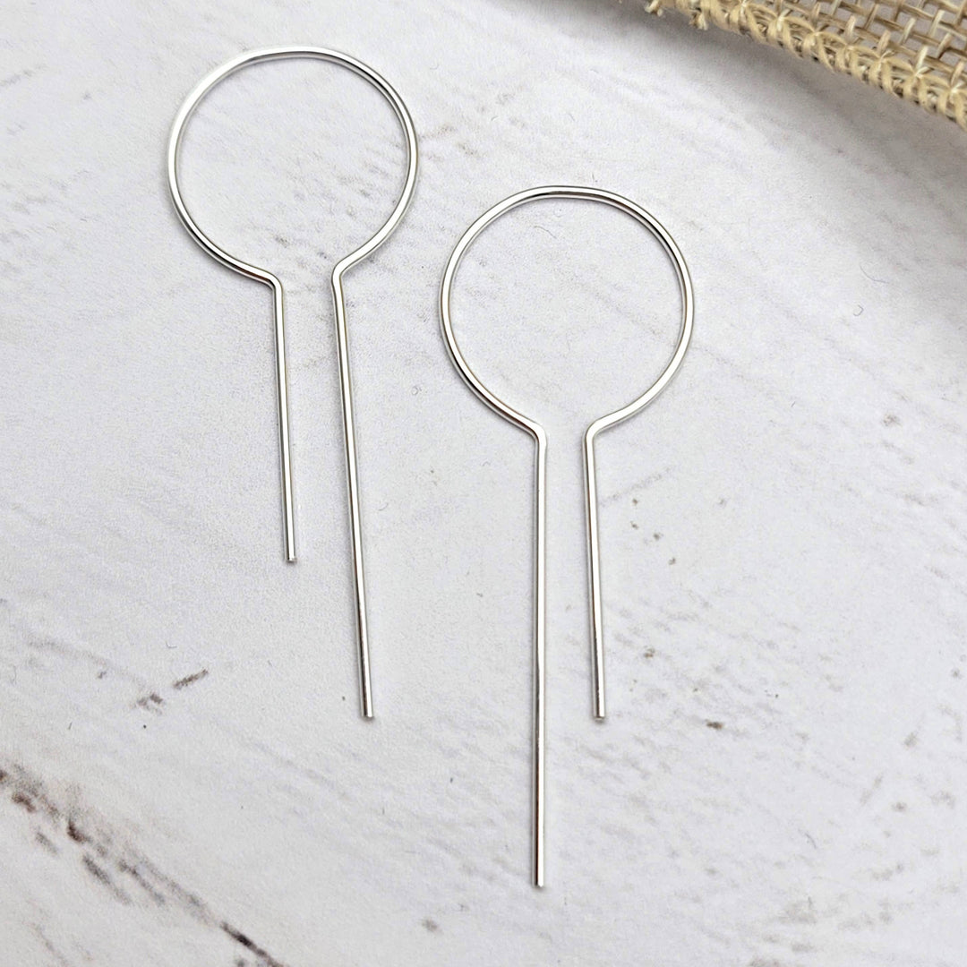 Sterling Silver Keyhole Threader Earrings