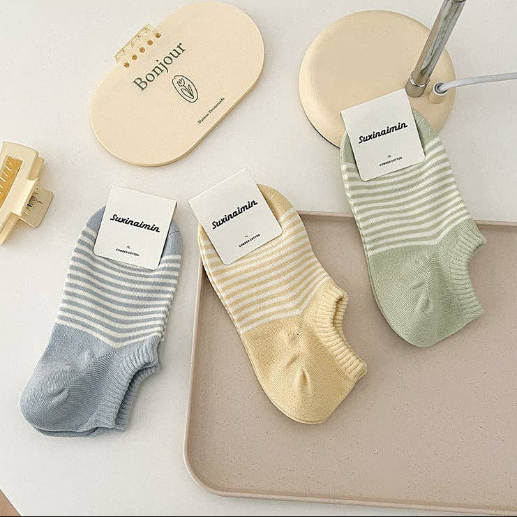 Striped Candy Color Low Ankle Socks