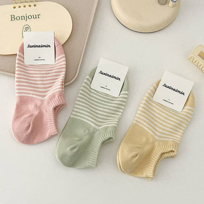 Striped Candy Color Low Ankle Socks