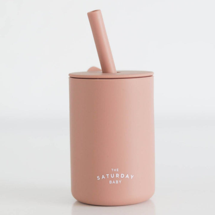 The Saturday Baby Silicone Straw Cup coral