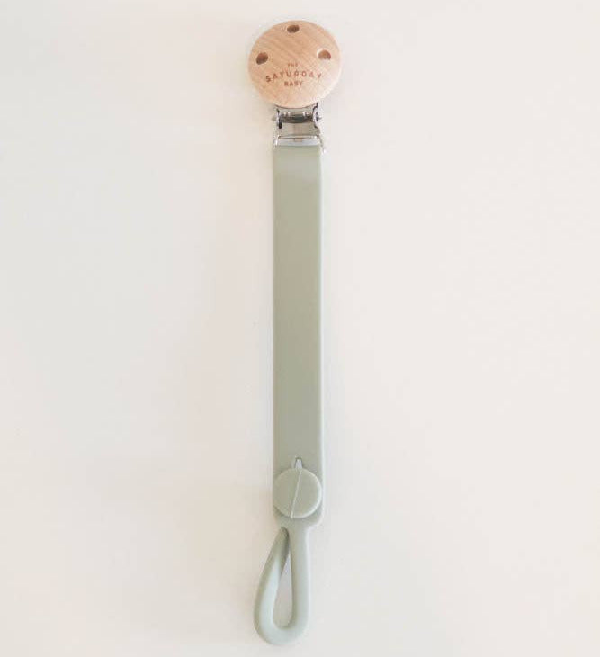 The Saturday Baby Teether Pacifier Clip Sage