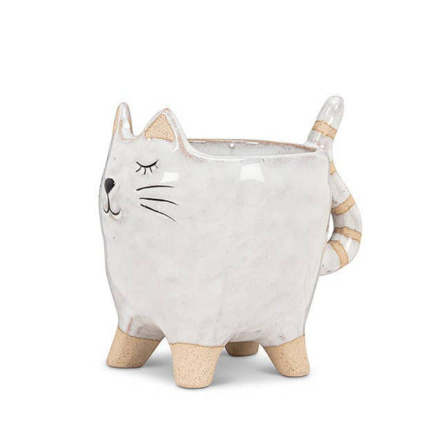 Tiny Cat w/Tail Planter/Vase home decor