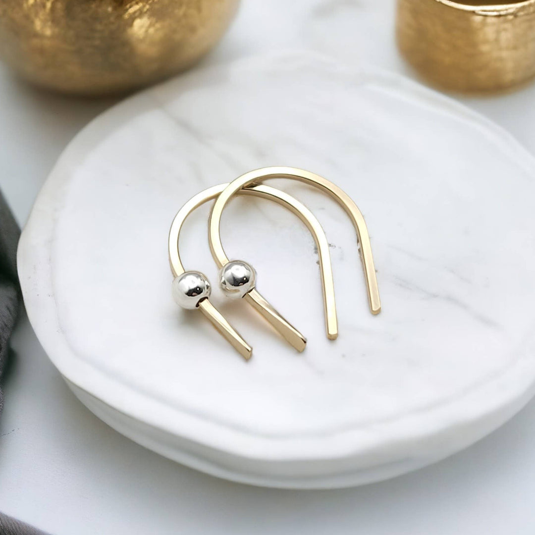 Tiny Gold and Silver Hugger Earrings