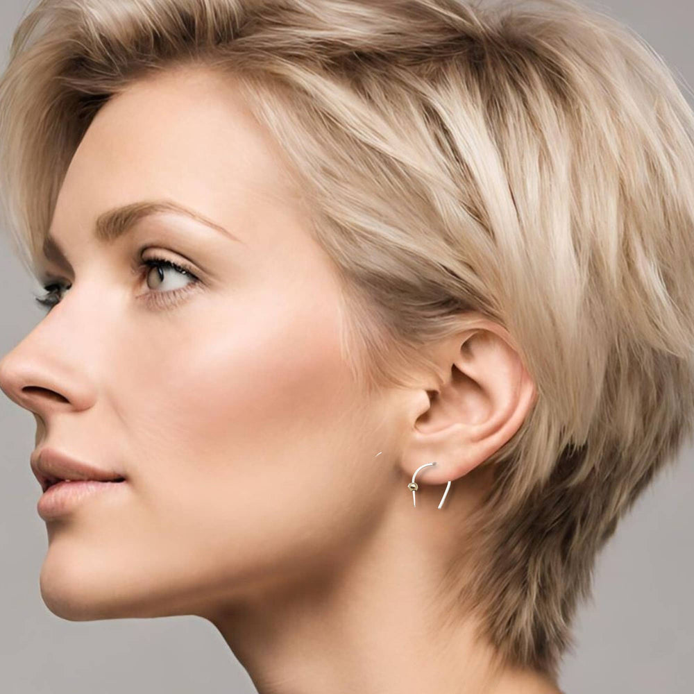 Tiny Silver and Gold Hugger Earrings