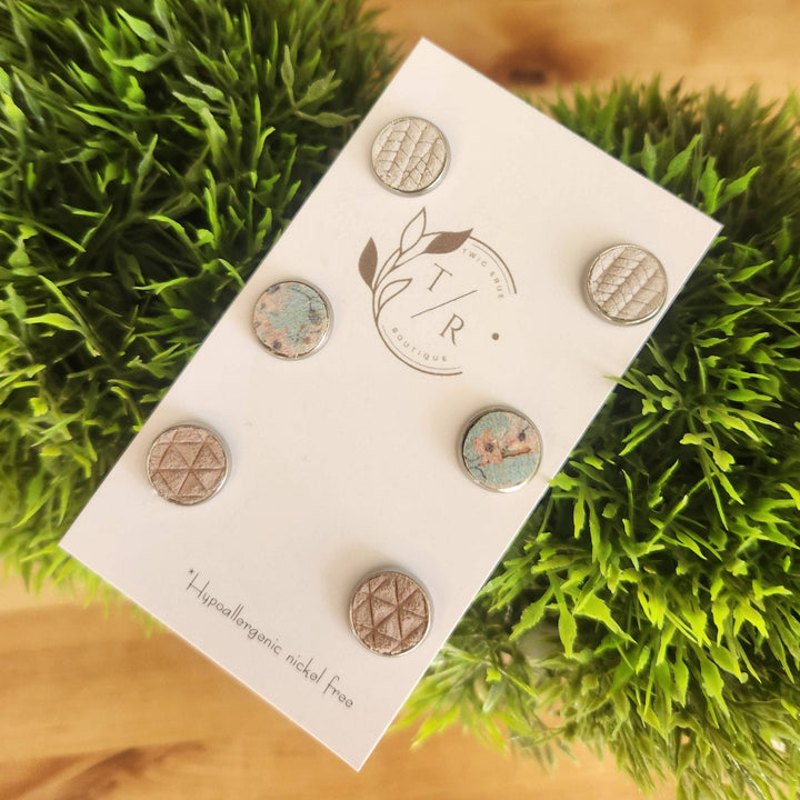 Triple Leather Button Sets blush japanese blossom