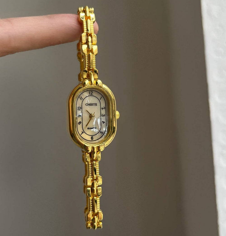 Vintage Gold Oval Bracelet Quartz Watch