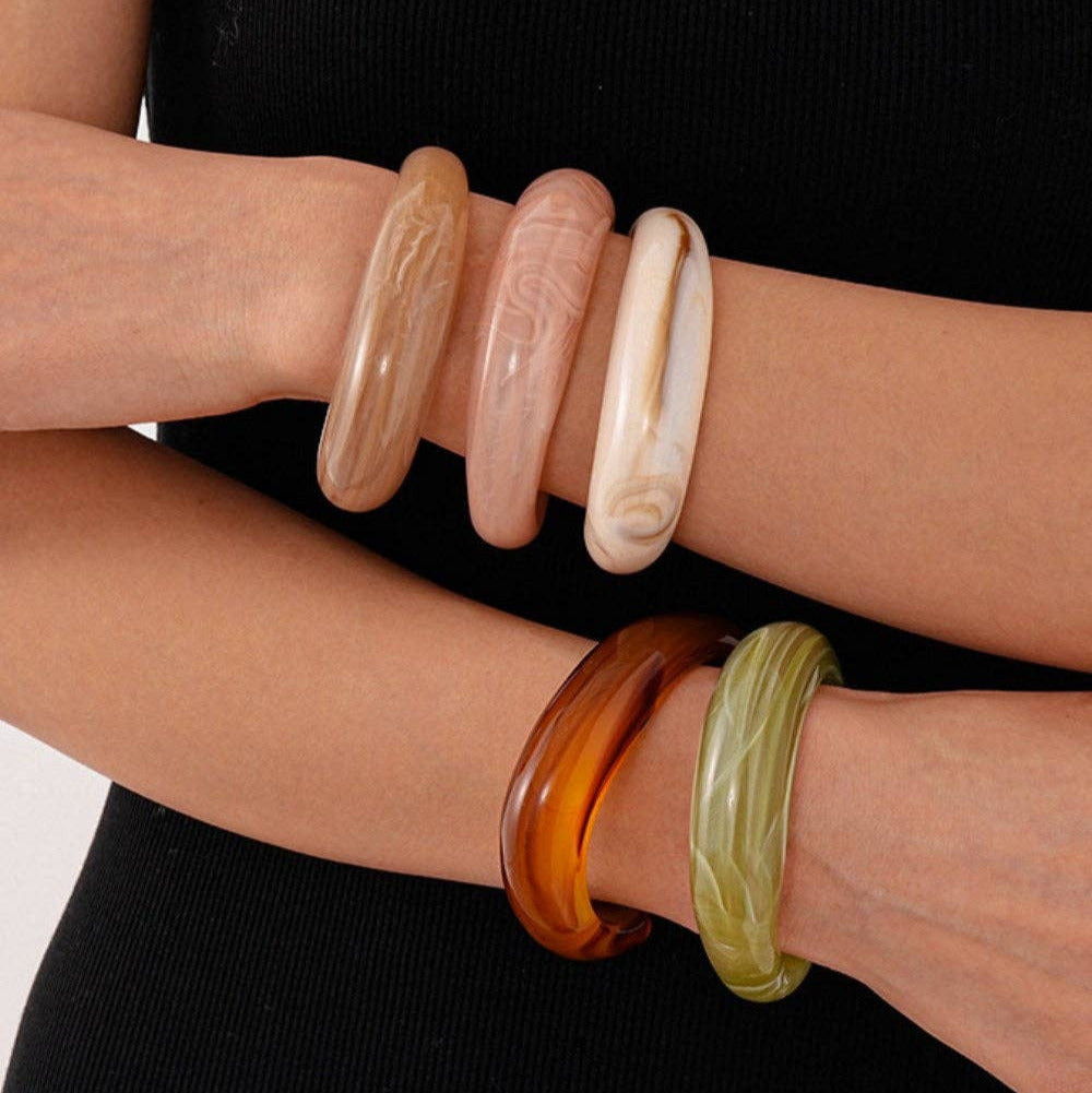 Vintage Khaki Acrylic Bracelet
