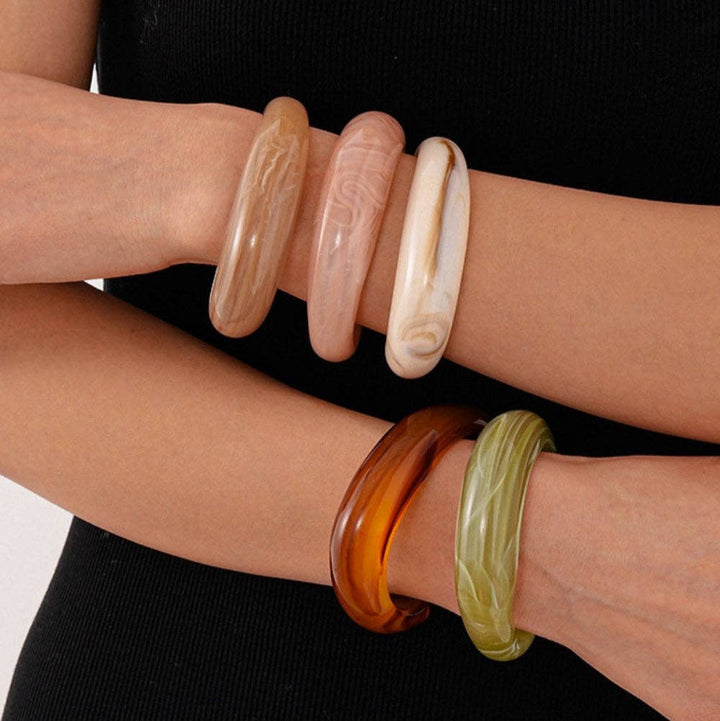 Vintage Khaki Acrylic Bracelet