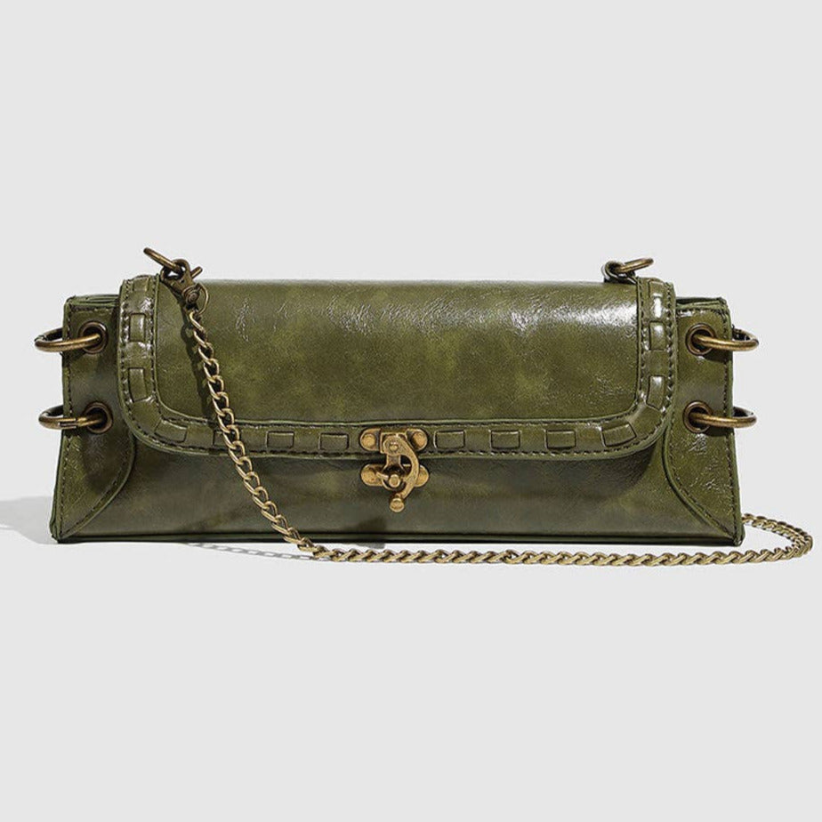 Vintage Square Shoulder Bag With Chain Strap