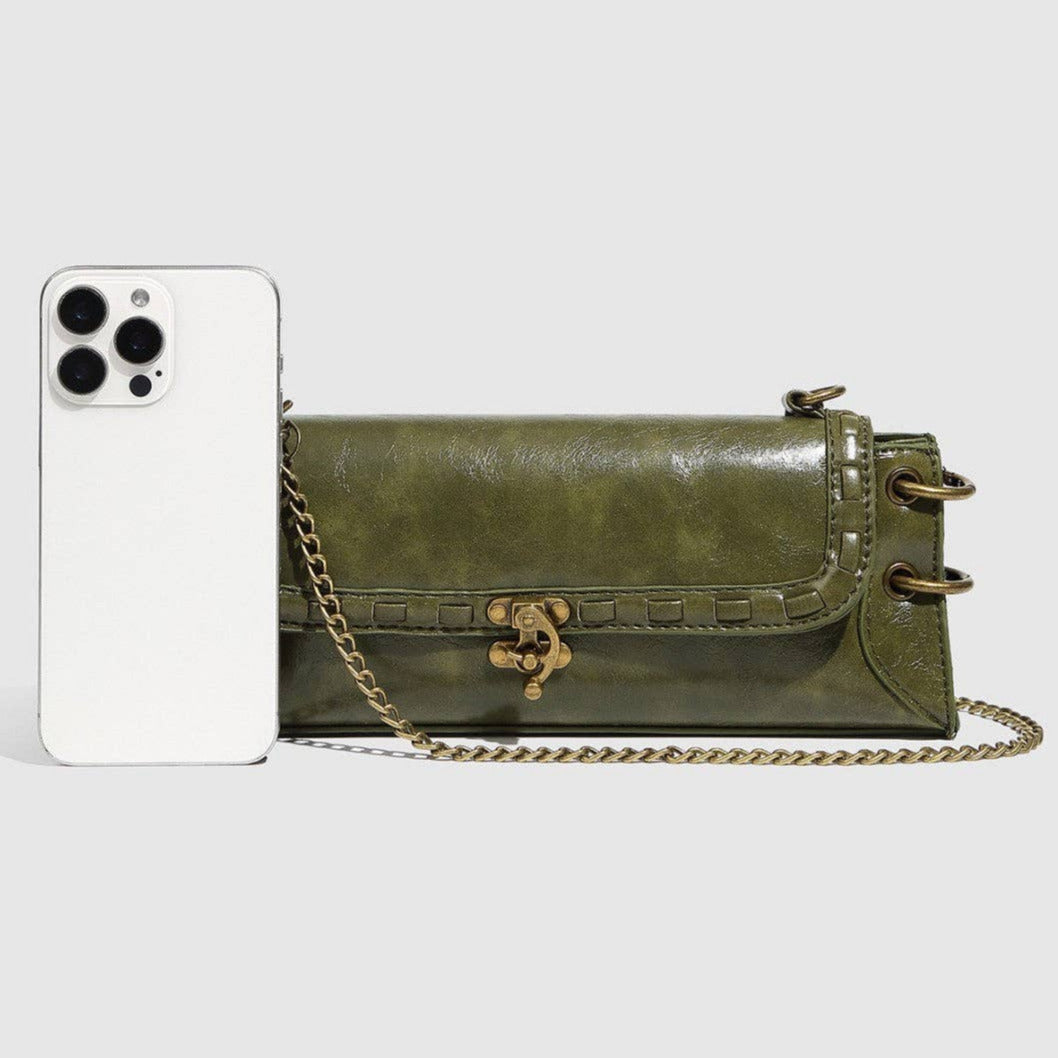 Vintage Square Shoulder Bag With Chain Strap