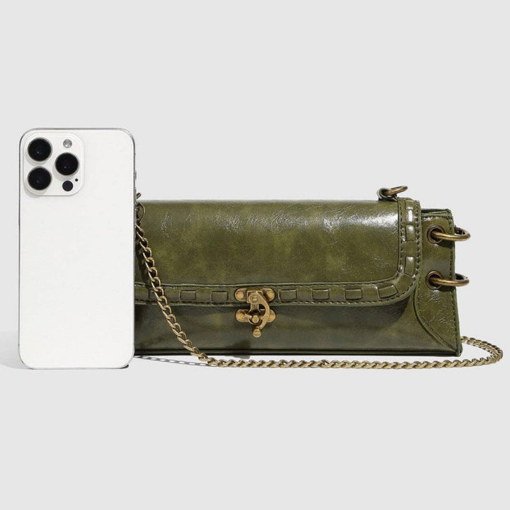 Vintage Square Shoulder Bag With Chain Strap