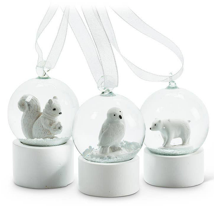 White Animal Snow Globe Ornament
