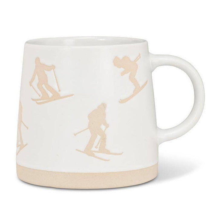 Wide Base Mug with Skiers