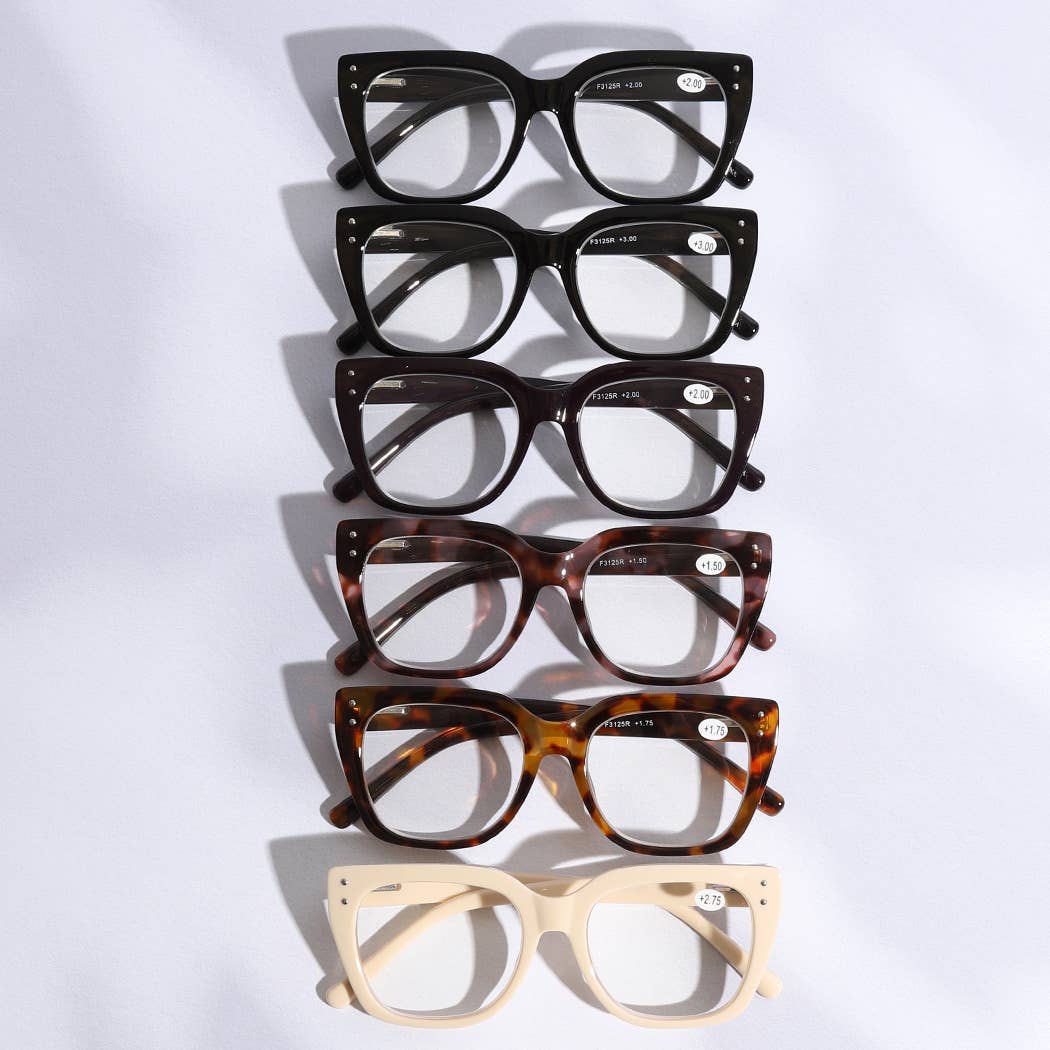 Wide Frame Glitter Side Reading Glasses