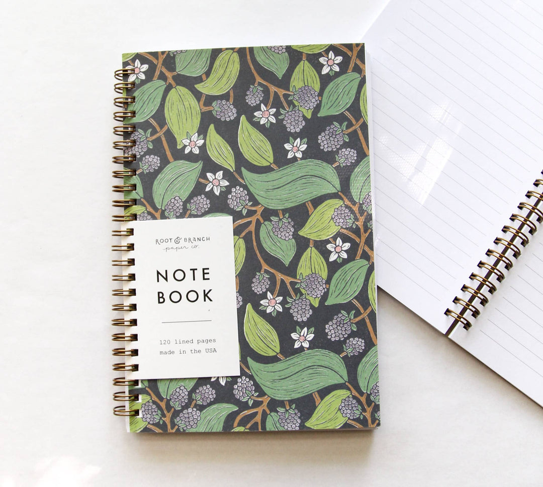 Wild Blackberry Lined Spiral Bound Notebook