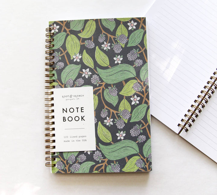 Wild Blackberry Lined Spiral Bound Notebook