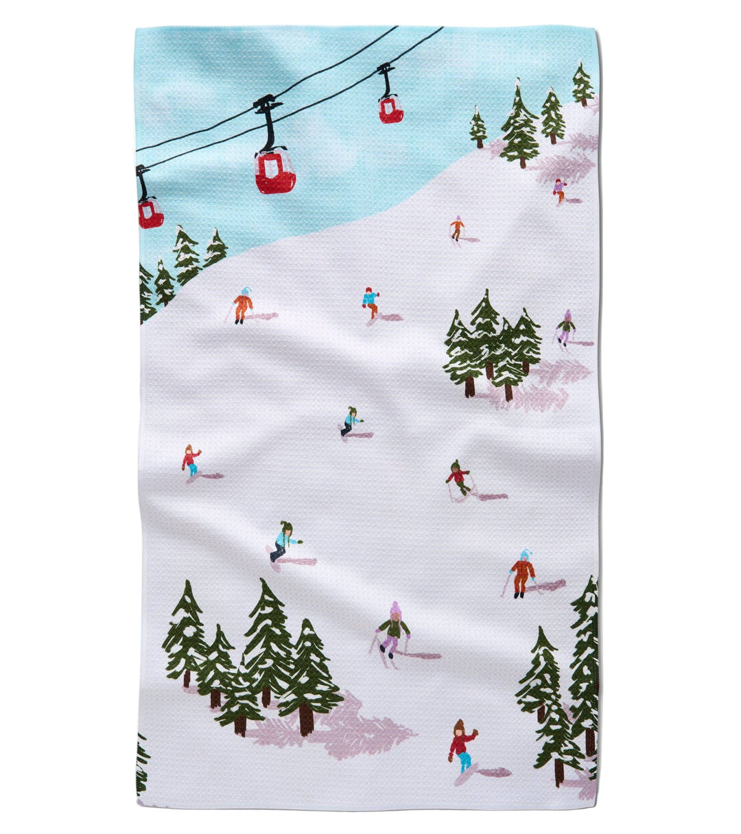 Winter Skiing Trip Tea Towel by Geometry