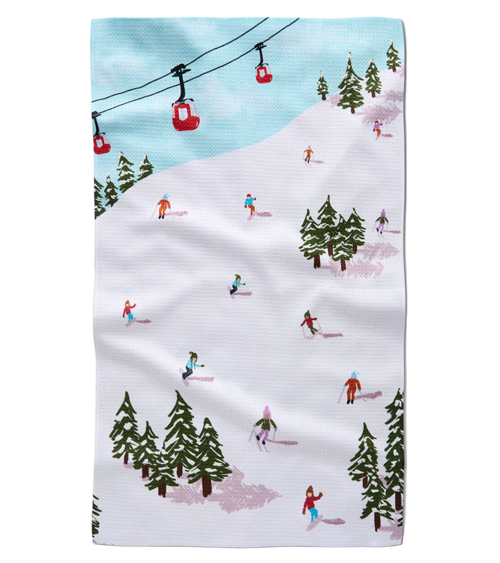 Winter Skiing Trip Tea Towel by Geometry