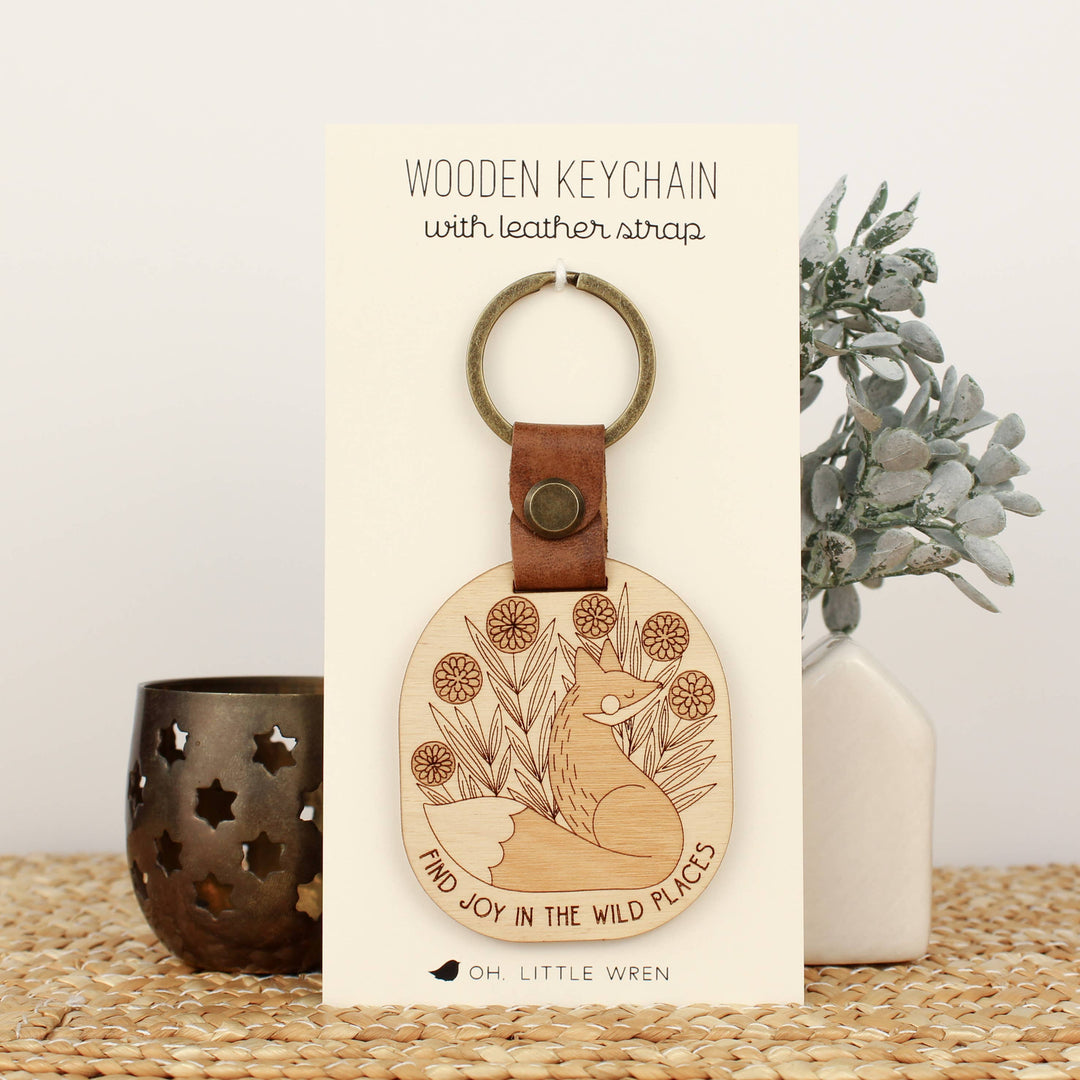 Wood Keychain Forest Fox Nature Lover Gift