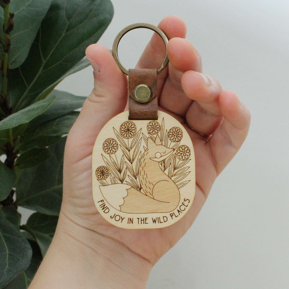 Wood Keychain Forest Fox Nature Lover Gift