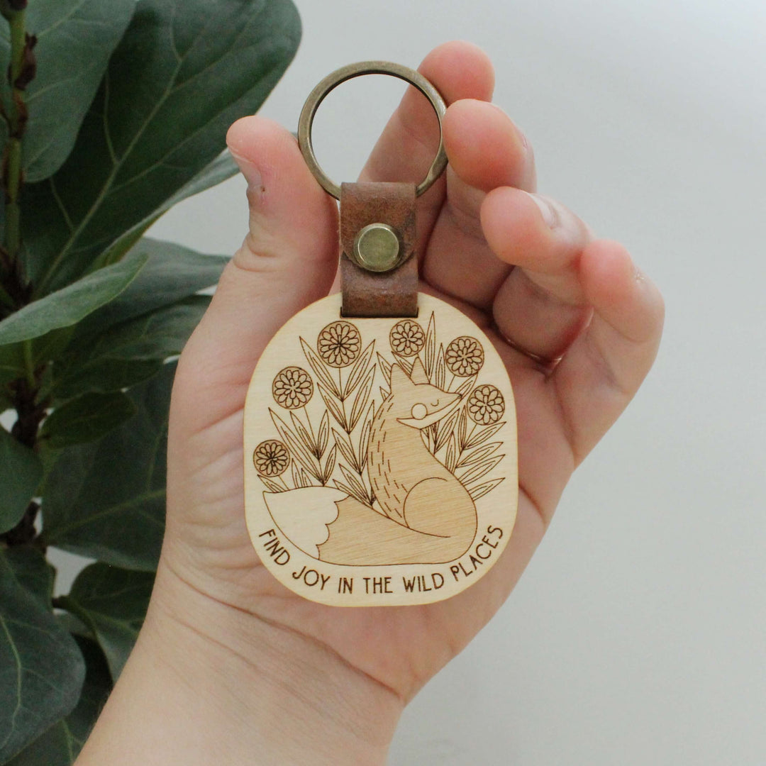Wood Keychain Forest Fox Nature Lover Gift