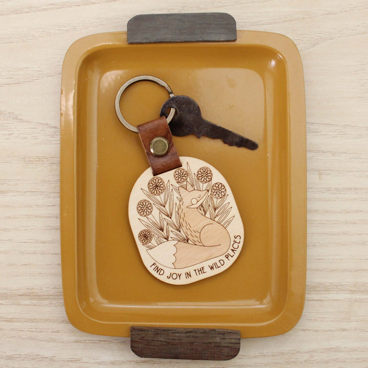 Wood Keychain Forest Fox Nature Lover Gift