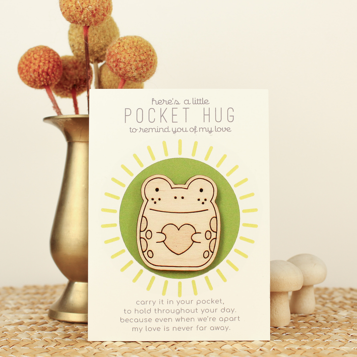 Wooden Frog Pocket Hug Thinking of You Gift