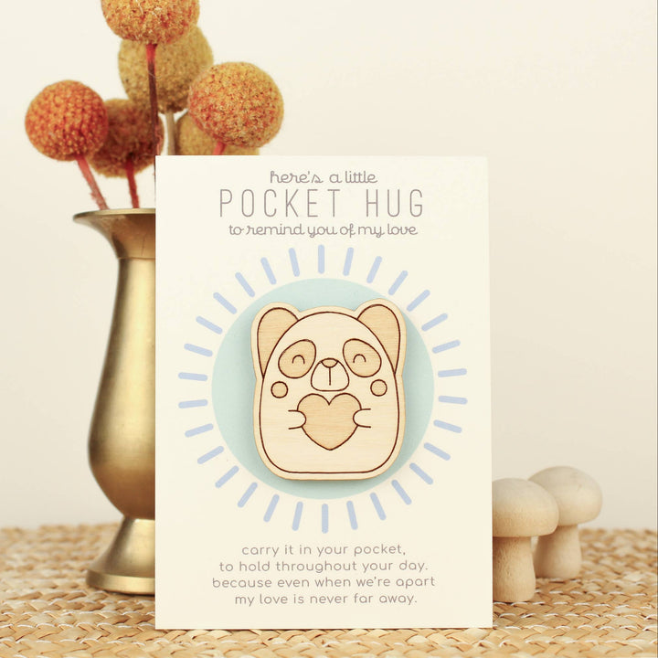 Wooden Panda Pocket Hug "Thinking of You" Gift