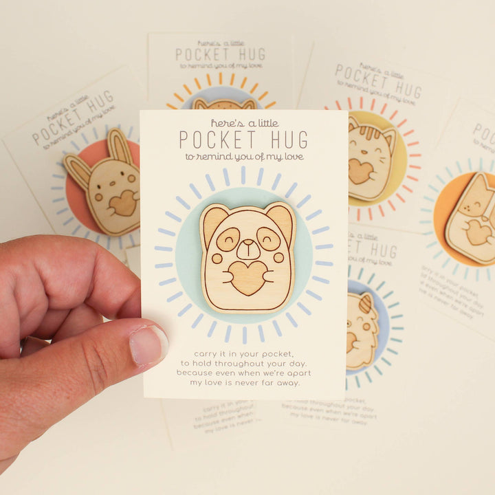 Wooden Panda Pocket Hug "Thinking of You" Gift