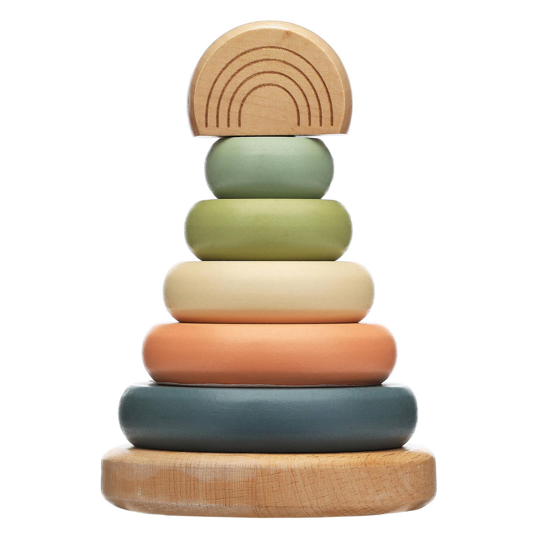 Wooden Stacking Rainbow Tower Baby Toy, Nursery Decor gift shower