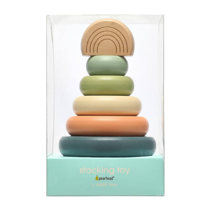 Wooden Stacking Rainbow Tower Baby Toy, Nursery Decor