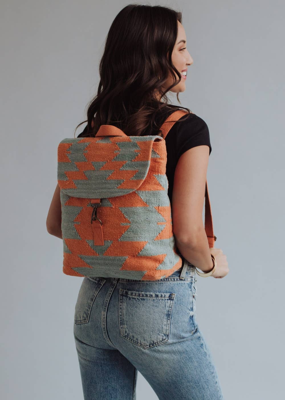 Slate & Orange Aztec Backpack