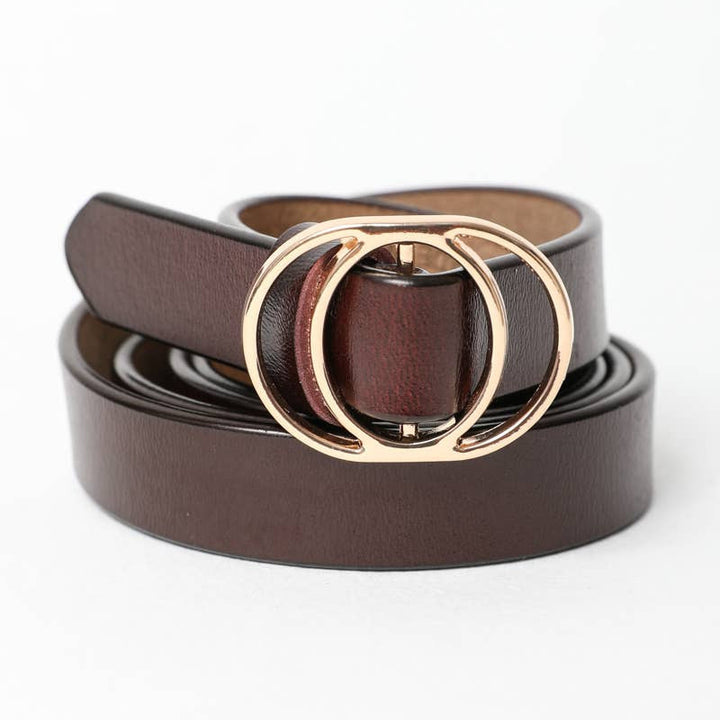 Brown Double Ring Buckle Cinch Belt