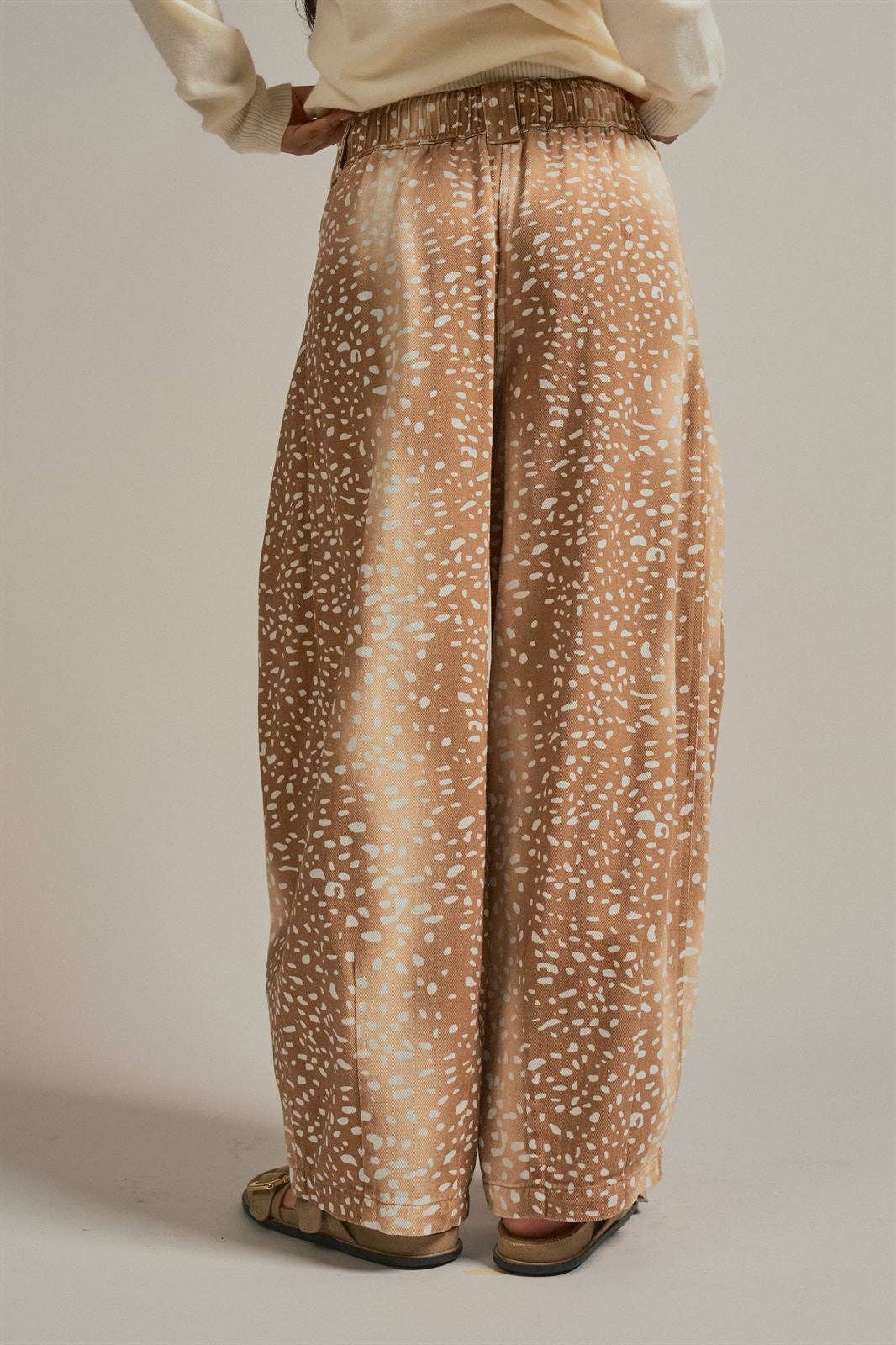 Fawn Print Cotton Twill Barrel Pants