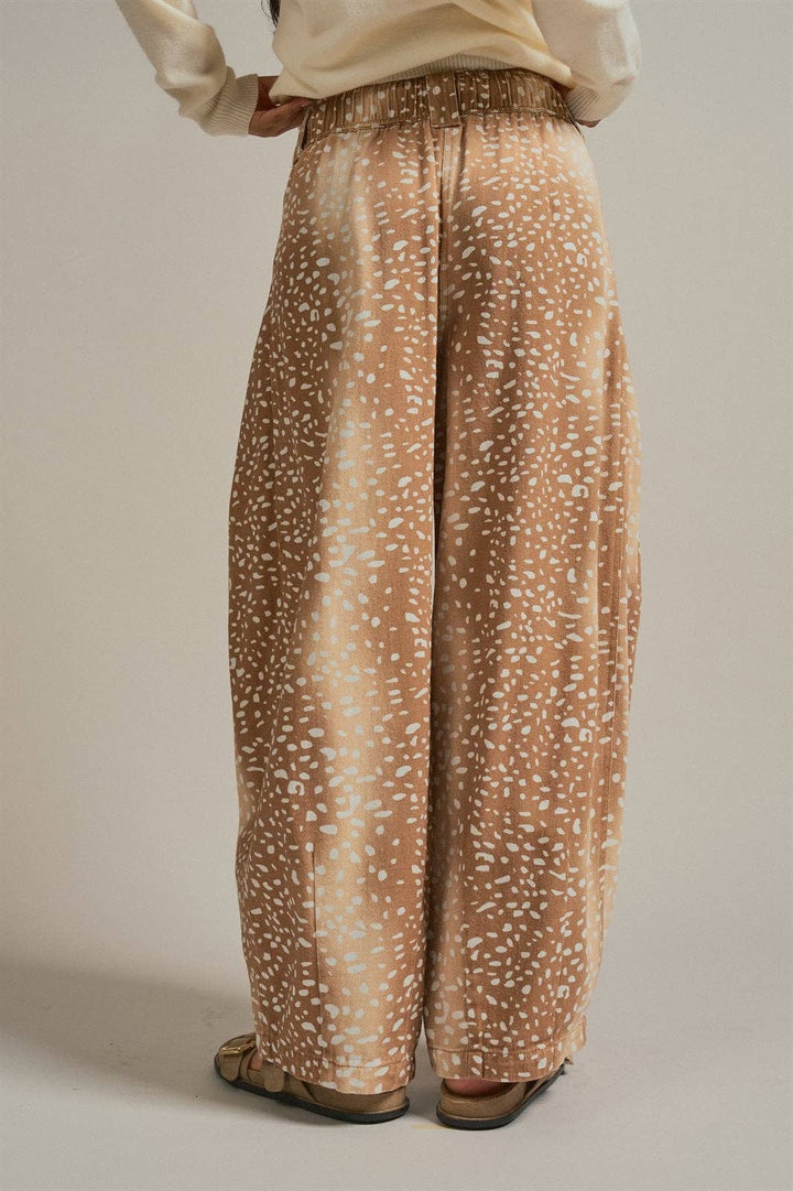 Fawn Print Cotton Twill Barrel Pants