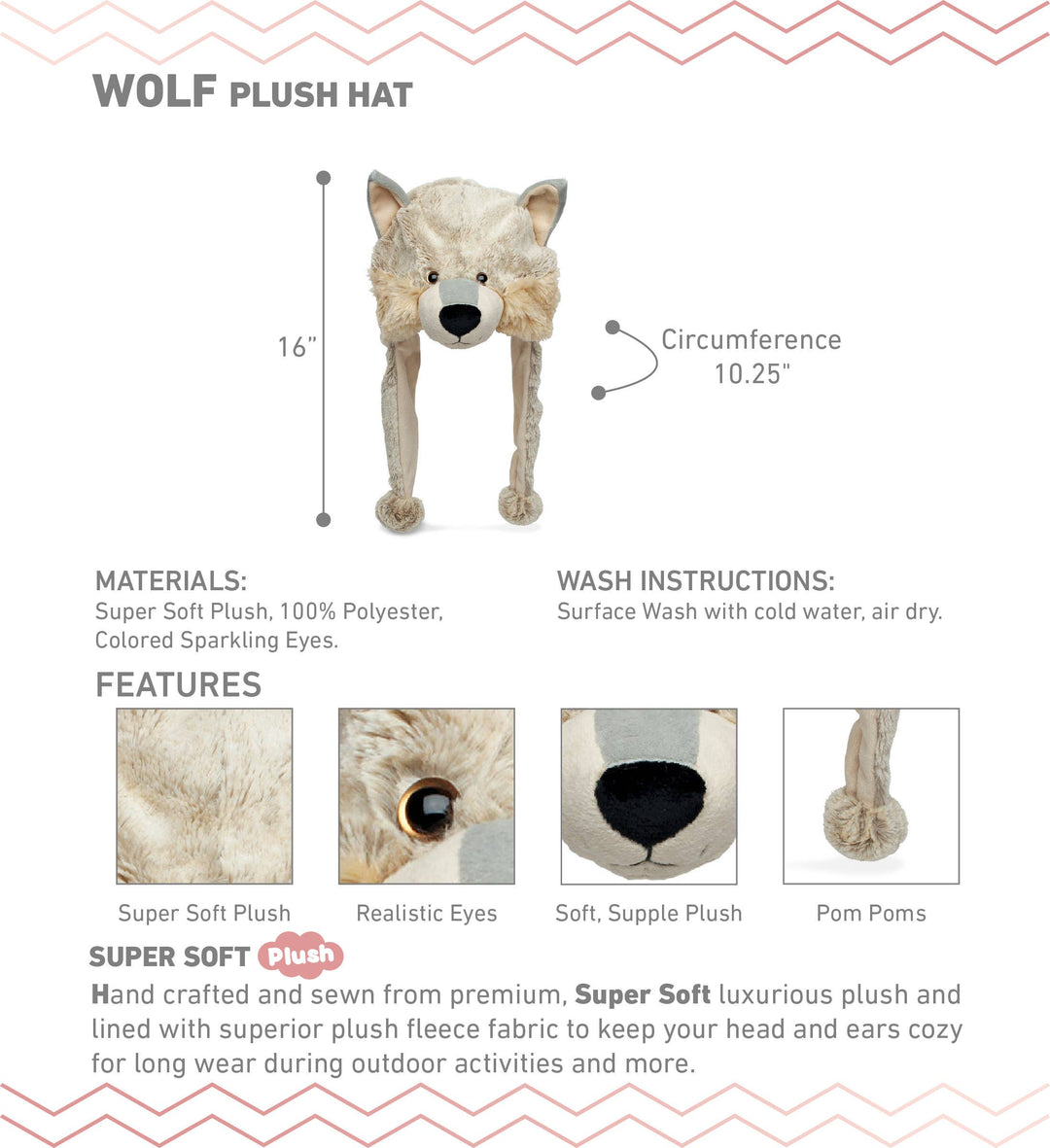 Super Soft Plush Wolf Hat
