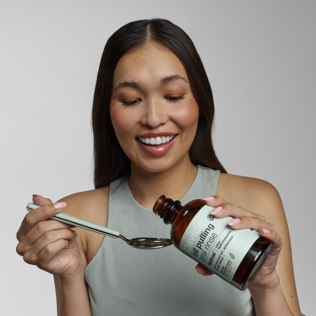 Davids Hydroxi™ oil pulling oral rinse w/ nano hydroxyapatite / 9oz