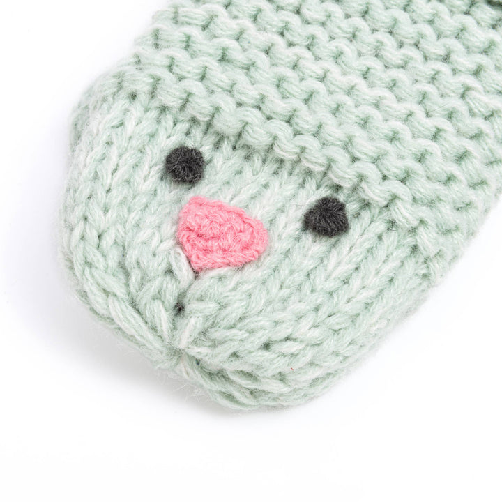 Knit Chick Mittens for Toddlers in Mint Green