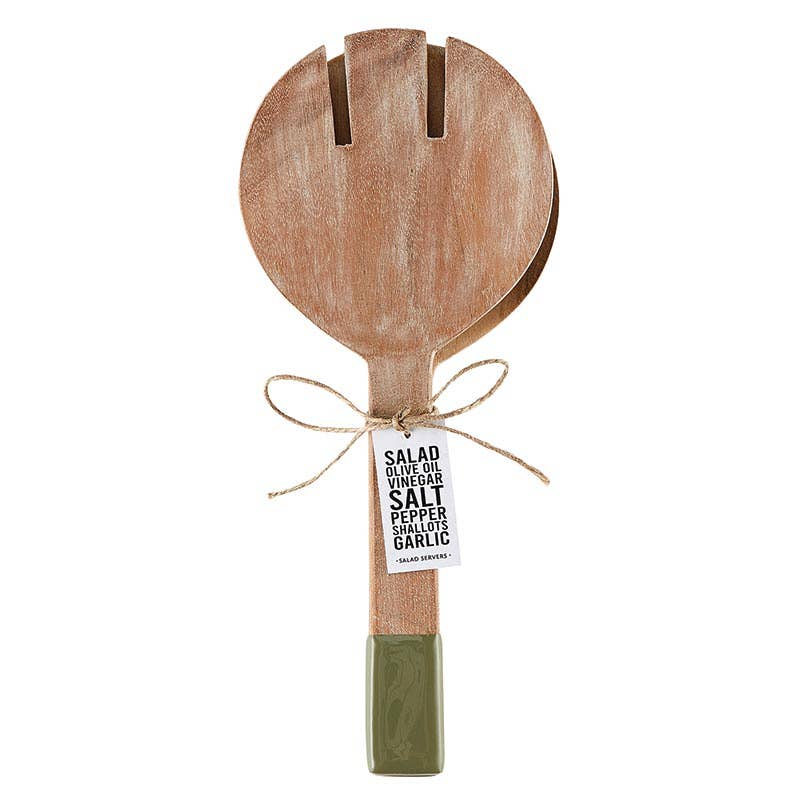 Enamel Salad Serving Set - Natural + Green