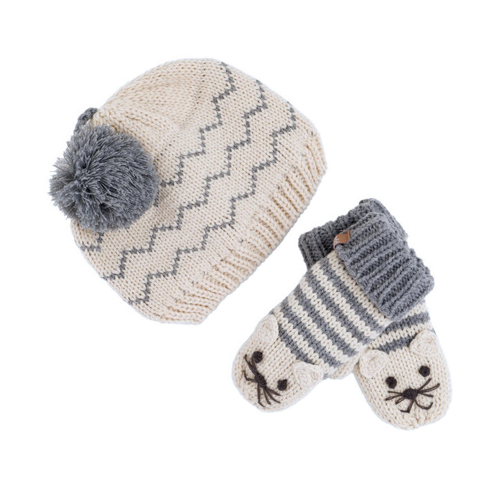 Knitted Cat Mittens for Toddlers & Kids