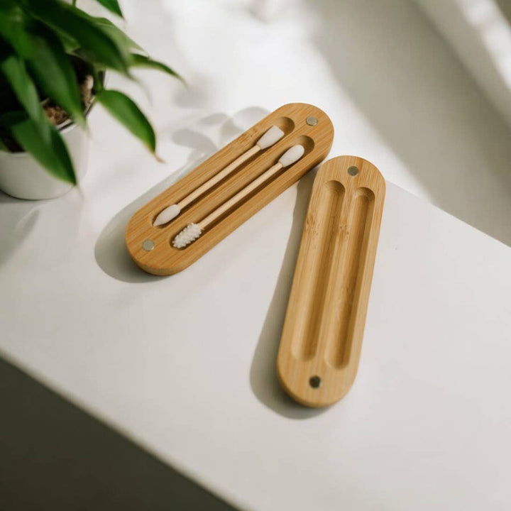 Reusable Bamboo Ear Swabs in Case