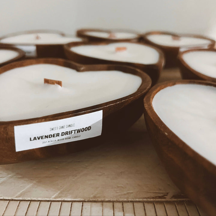 Wooden Heart Bowl Candles