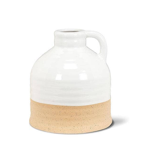 White & Natural Shiny & Matte Vase with Handle