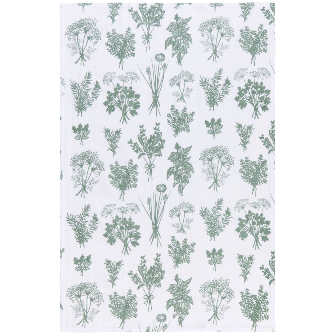 Fresh Herbs Elm Green Floursack Dishtowels - Set of 2