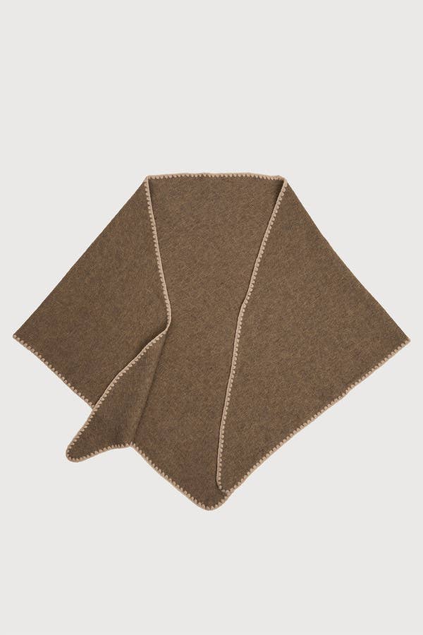Knitted Triangle Shawl in Taupe, Denim or Coffee