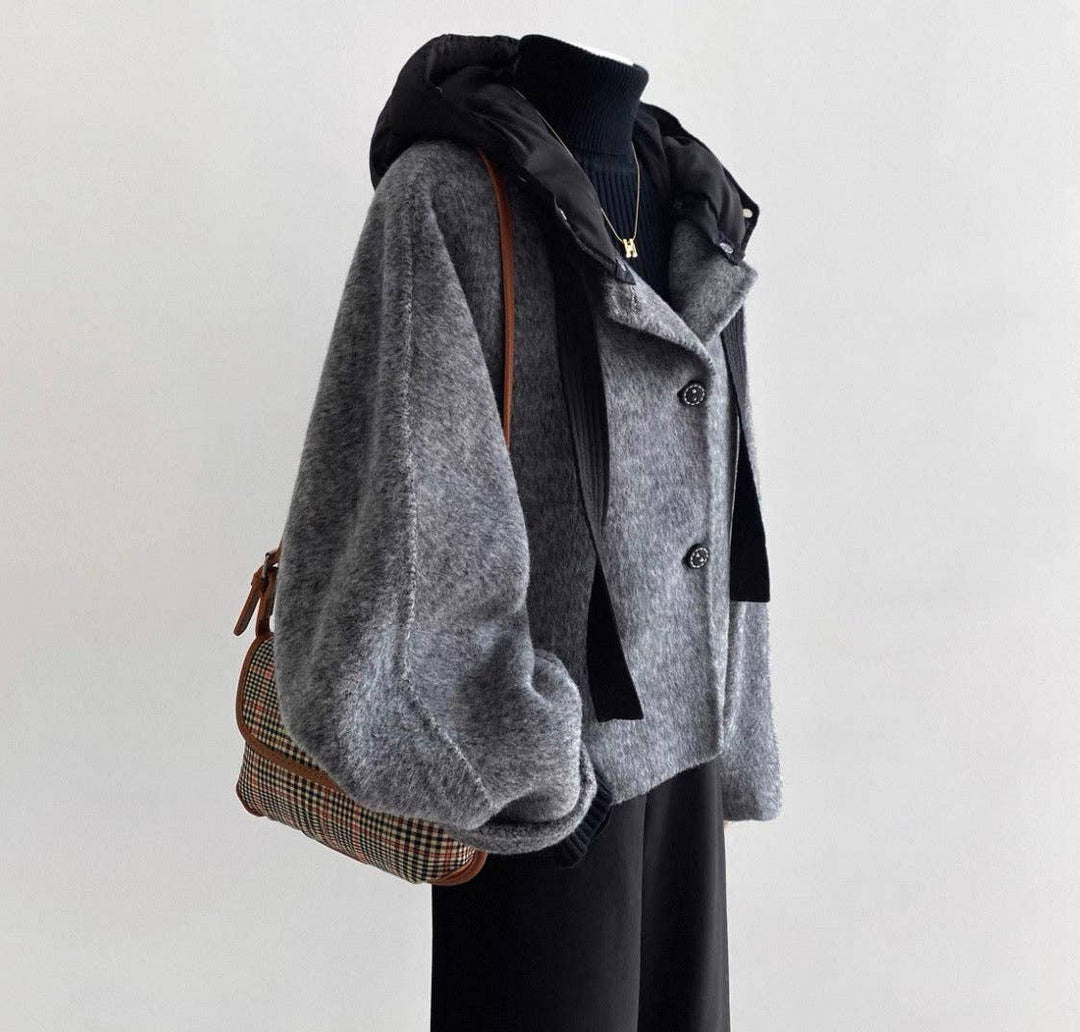 Nora 100% Wool Camel Hooded Jacket