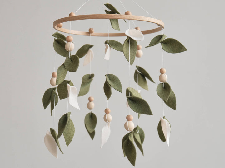 Green Floral Nursery Forest Baby Crib Mobile