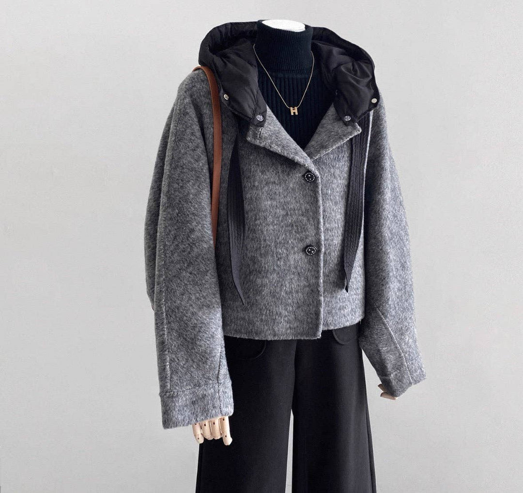 Nora 100% Wool Camel Hooded Jacket