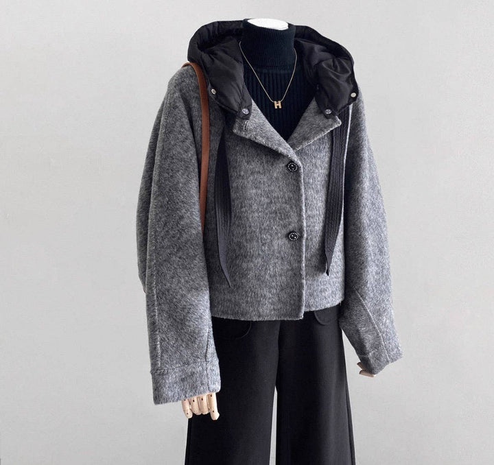 Nora 100% Wool Camel Hooded Jacket