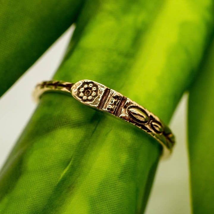 Brass Etched Band Ring
